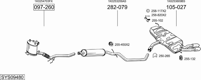 Bosal SYS09480 - Система випуску ОГ autocars.com.ua