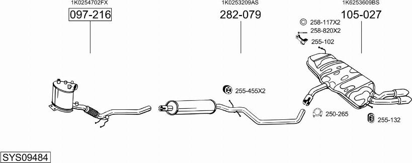 Bosal SYS09484 - Система випуску ОГ autocars.com.ua