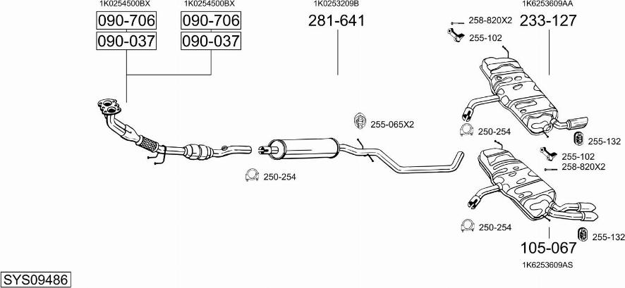 Bosal SYS09486 - Система випуску ОГ autocars.com.ua