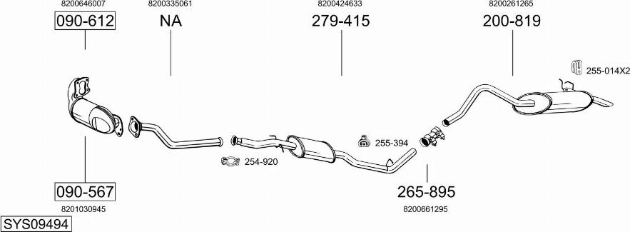 Bosal SYS09494 - Система випуску ОГ autocars.com.ua