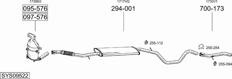 Bosal SYS09522 - Система випуску ОГ autocars.com.ua