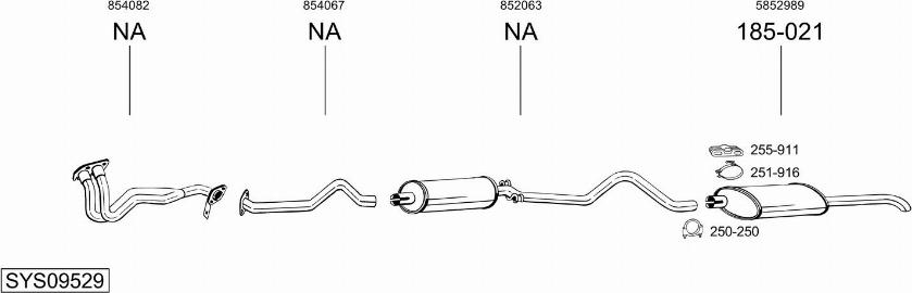 Bosal SYS09529 - Система випуску ОГ autocars.com.ua