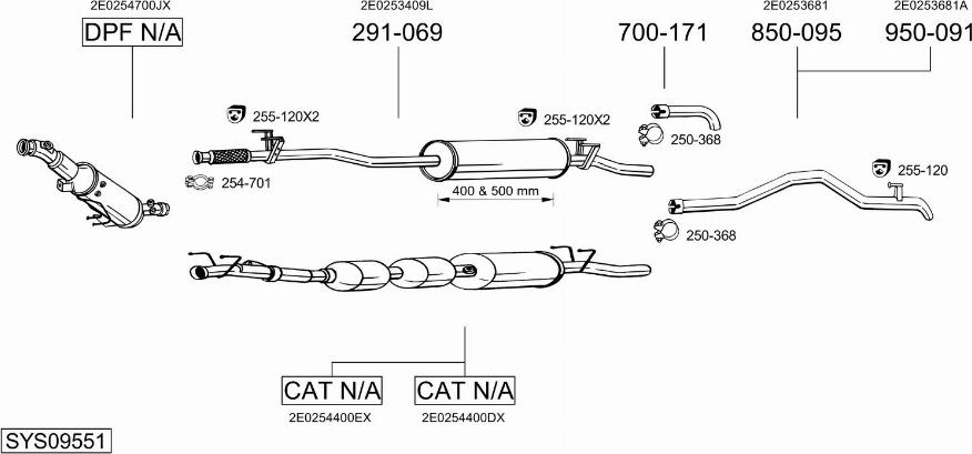 Bosal SYS09551 - Система випуску ОГ autocars.com.ua