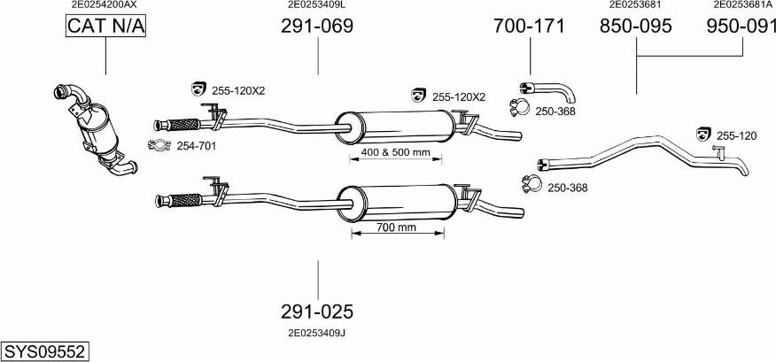 Bosal SYS09552 - Система випуску ОГ autocars.com.ua