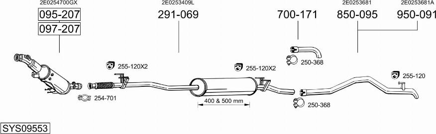 Bosal SYS09553 - Система випуску ОГ autocars.com.ua