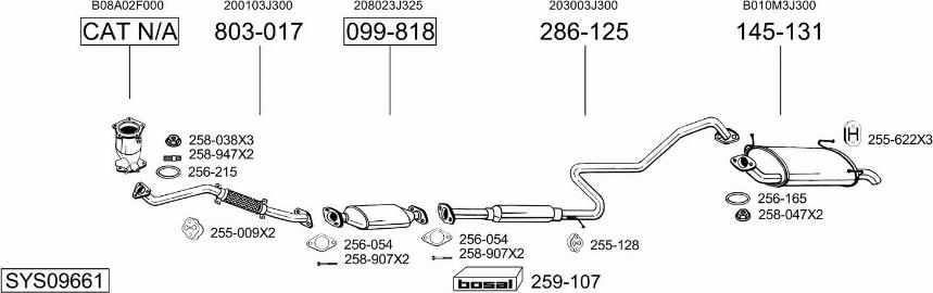 Bosal SYS09661 - Система випуску ОГ autocars.com.ua