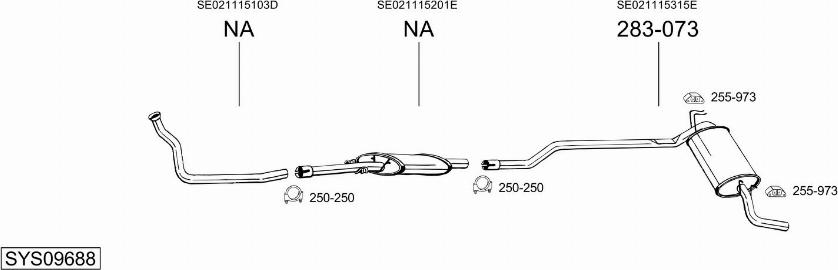 Bosal SYS09688 - Система випуску ОГ autocars.com.ua