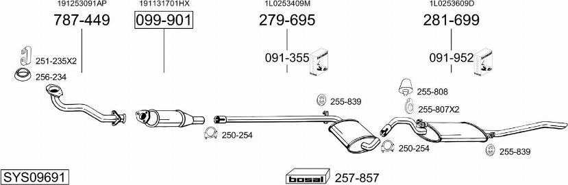 Bosal SYS09691 - Система випуску ОГ autocars.com.ua