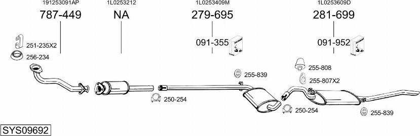 Bosal SYS09692 - Система випуску ОГ autocars.com.ua