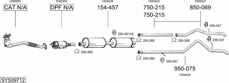 Bosal SYS09712 - Система випуску ОГ autocars.com.ua