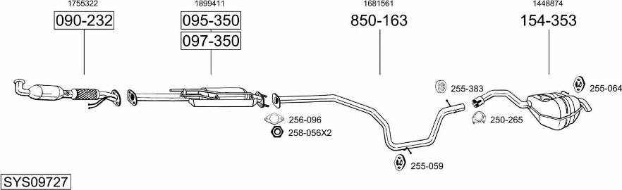 Bosal SYS09727 - Система випуску ОГ autocars.com.ua