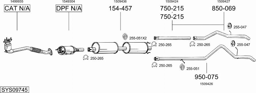 Bosal SYS09745 - Система випуску ОГ autocars.com.ua