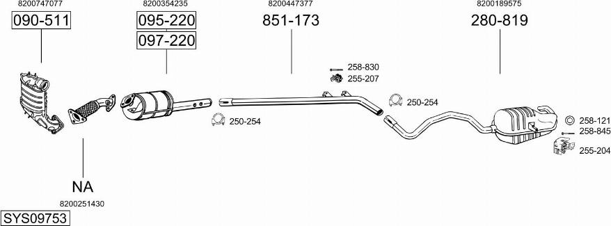 Bosal SYS09753 - Система випуску ОГ autocars.com.ua