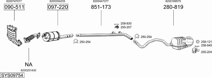 Bosal SYS09754 - Система випуску ОГ autocars.com.ua