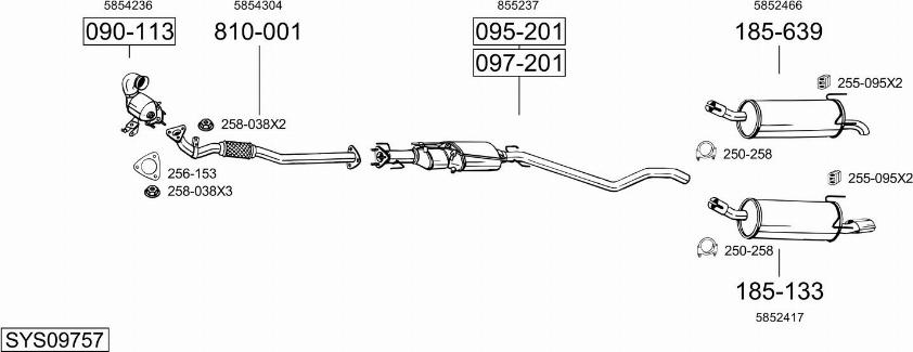 Bosal SYS09757 - Система выпуска ОГ avtokuzovplus.com.ua