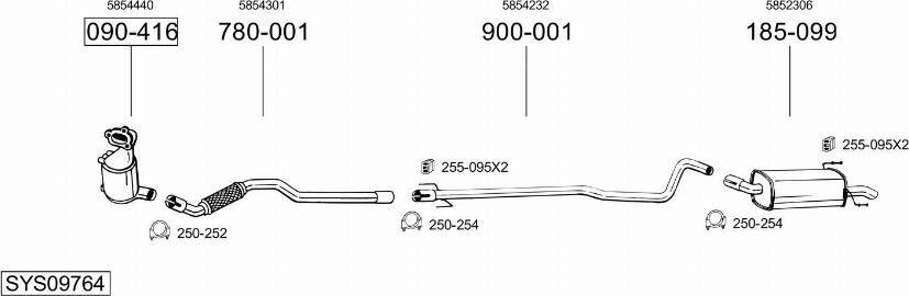 Bosal SYS09764 - Система випуску ОГ autocars.com.ua