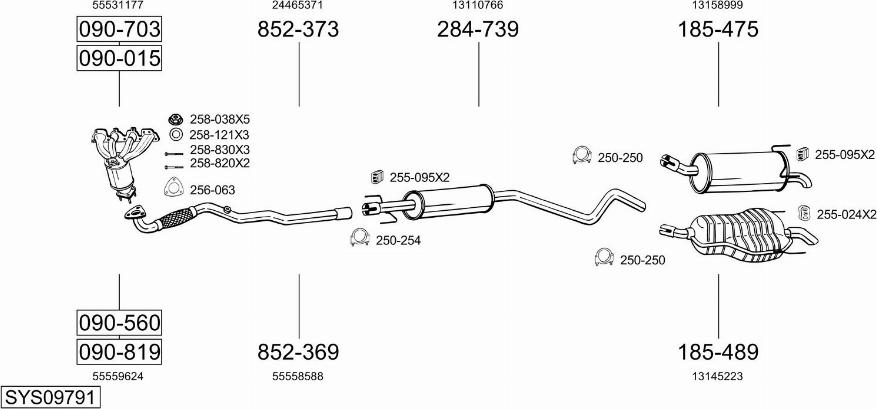 Bosal SYS09791 - Система випуску ОГ autocars.com.ua