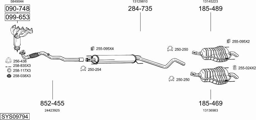 Bosal SYS09794 - Система випуску ОГ autocars.com.ua