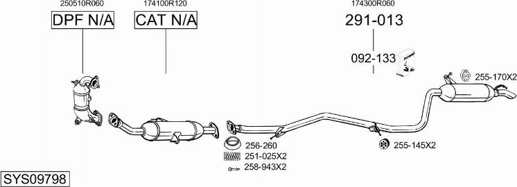 Bosal SYS09798 - Система випуску ОГ autocars.com.ua