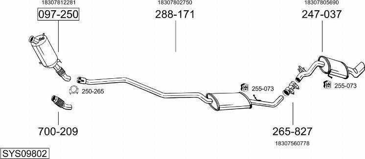 Bosal SYS09802 - Система випуску ОГ autocars.com.ua