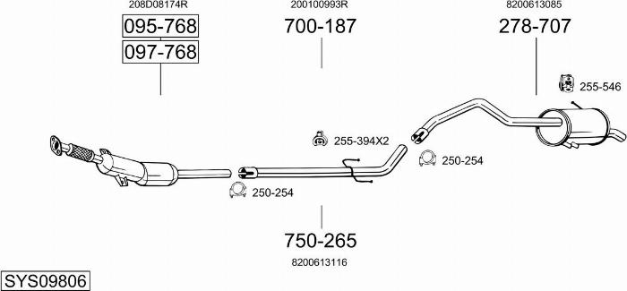 Bosal SYS09806 - Система випуску ОГ autocars.com.ua