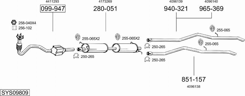 Bosal SYS09809 - Система випуску ОГ autocars.com.ua