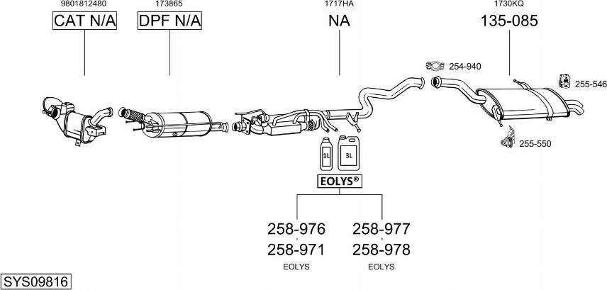 Bosal SYS09816 - Система випуску ОГ autocars.com.ua