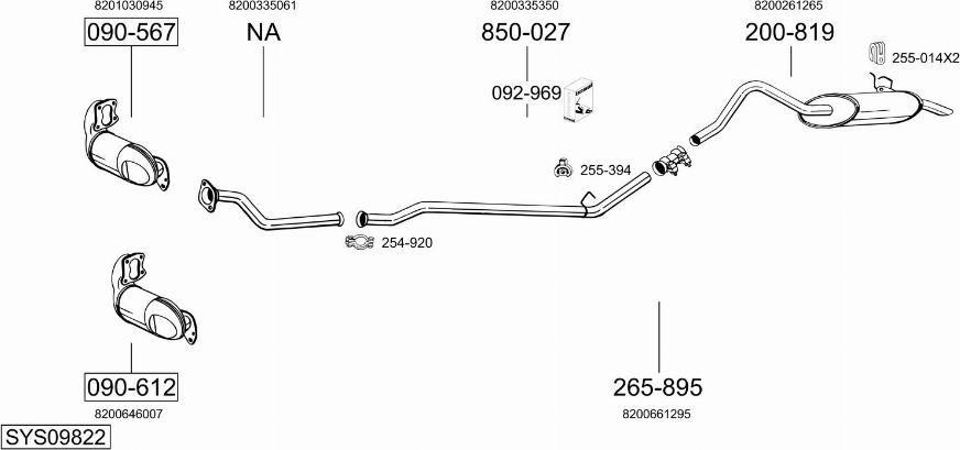 Bosal SYS09822 - Система випуску ОГ autocars.com.ua