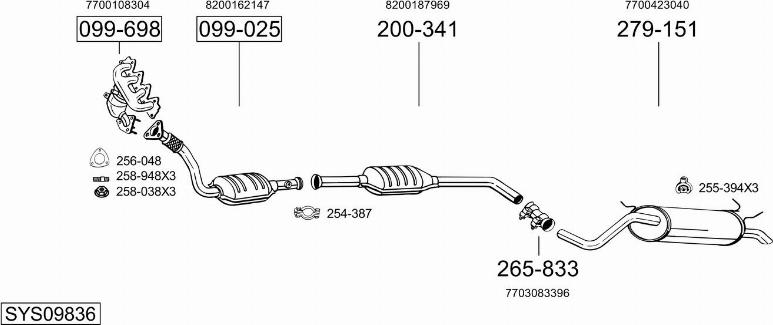 Bosal SYS09836 - Система випуску ОГ autocars.com.ua