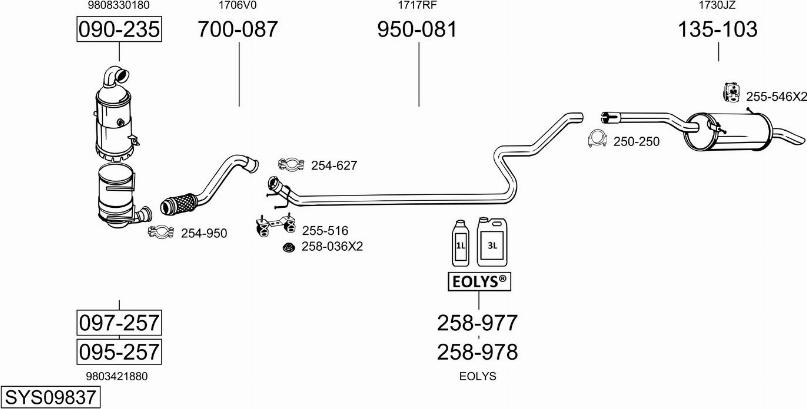 Bosal SYS09837 - Система випуску ОГ autocars.com.ua