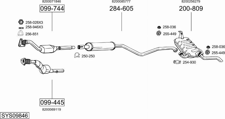 Bosal SYS09846 - Система випуску ОГ autocars.com.ua