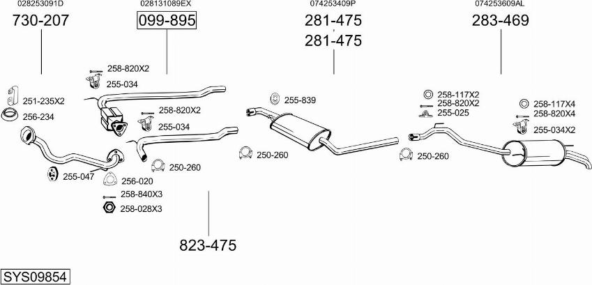 Bosal SYS09854 - Система выпуска ОГ avtokuzovplus.com.ua