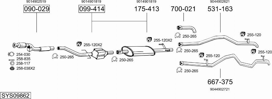 Bosal SYS09862 - Система випуску ОГ autocars.com.ua