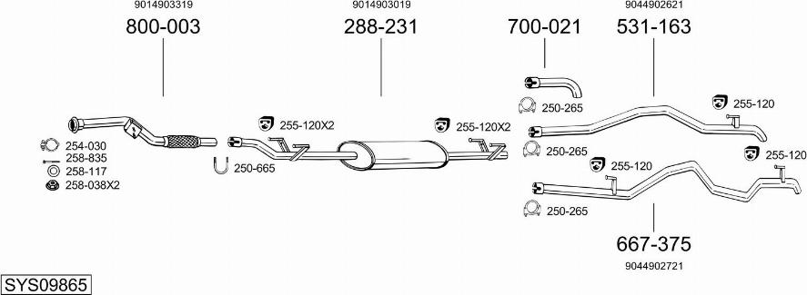 Bosal SYS09865 - Система випуску ОГ autocars.com.ua