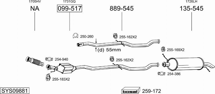 Bosal SYS09881 - Система випуску ОГ autocars.com.ua