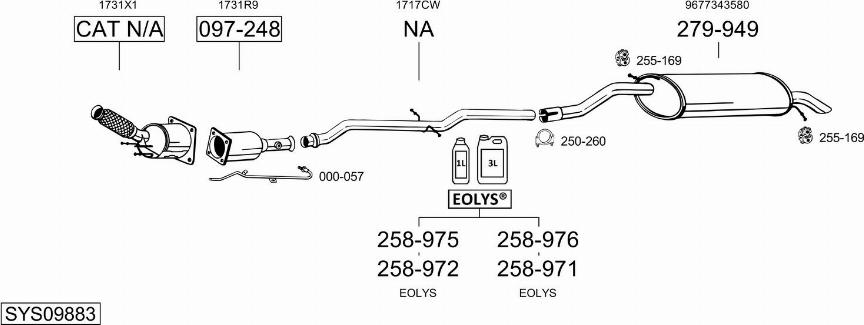 Bosal SYS09883 - Система випуску ОГ autocars.com.ua