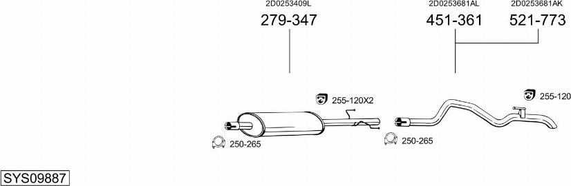 Bosal SYS09887 - Система випуску ОГ autocars.com.ua