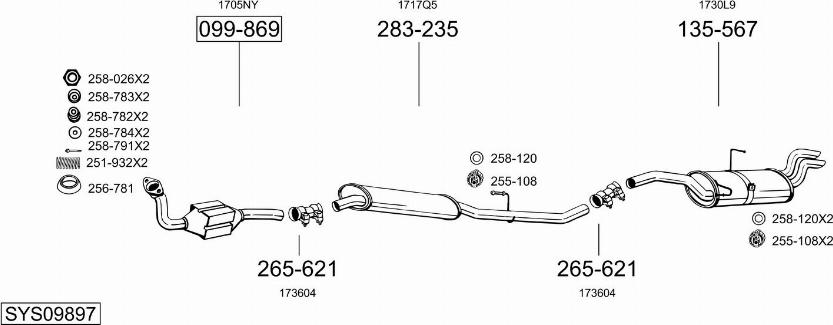 Bosal SYS09897 - Система випуску ОГ autocars.com.ua