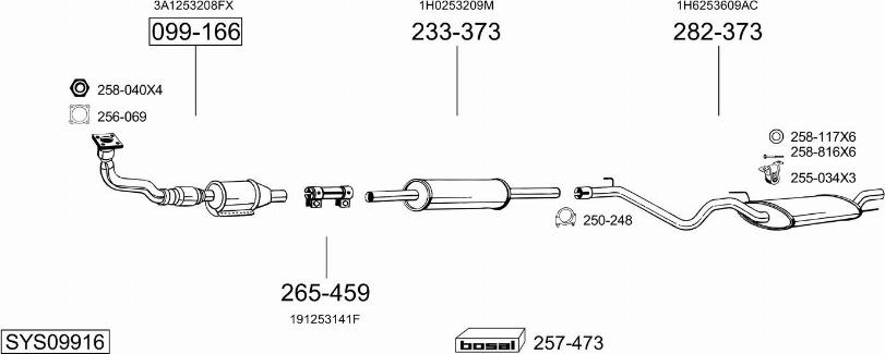 Bosal SYS09916 - Система випуску ОГ autocars.com.ua