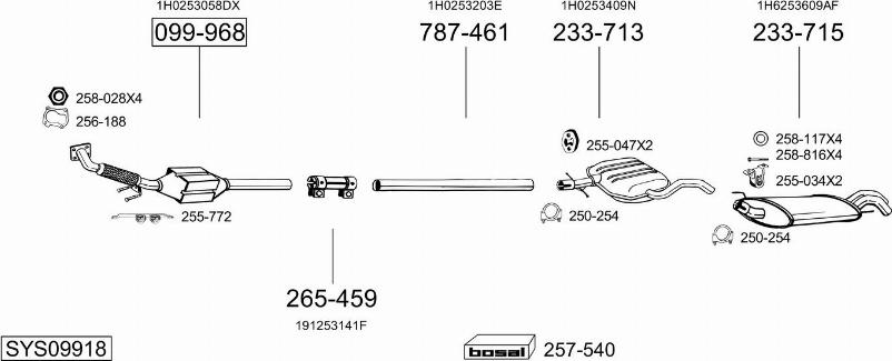 Bosal SYS09918 - Система випуску ОГ autocars.com.ua