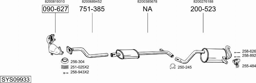 Bosal SYS09933 - Система випуску ОГ autocars.com.ua