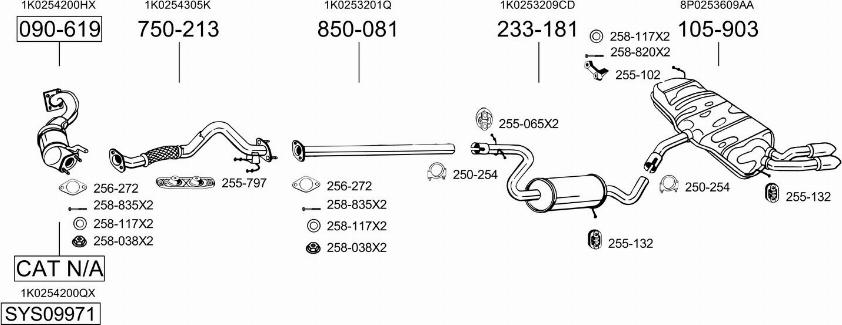 Bosal SYS09971 - Система випуску ОГ autocars.com.ua
