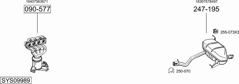 Bosal SYS09989 - Система випуску ОГ autocars.com.ua