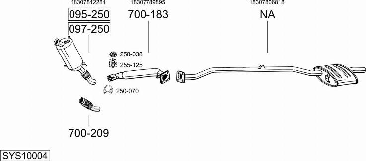 Bosal SYS10004 - Система випуску ОГ autocars.com.ua