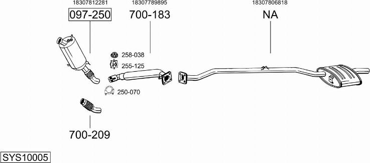 Bosal SYS10005 - Система випуску ОГ autocars.com.ua