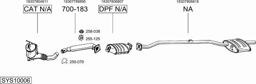 Bosal SYS10006 - Система випуску ОГ autocars.com.ua