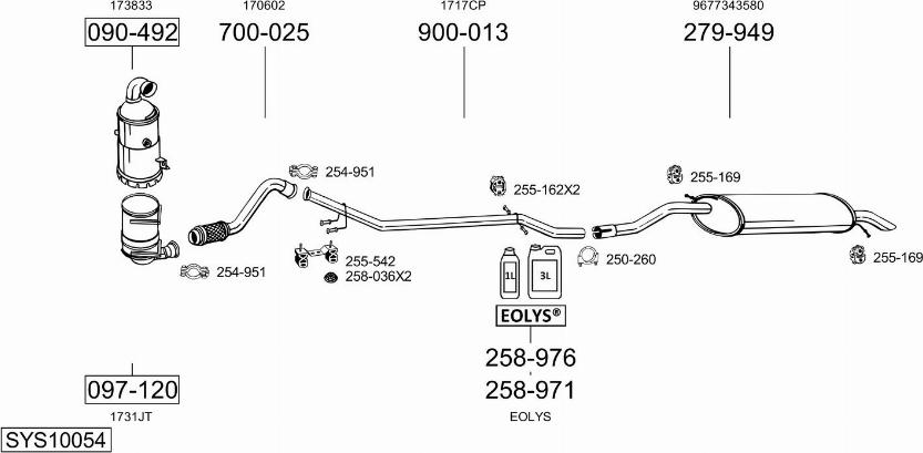 Bosal SYS10054 - Система выпуска ОГ avtokuzovplus.com.ua