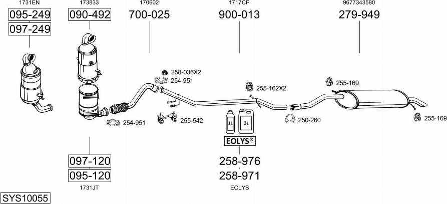 Bosal SYS10055 - Система выпуска ОГ avtokuzovplus.com.ua