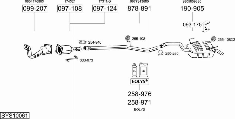 Bosal SYS10061 - Система випуску ОГ autocars.com.ua