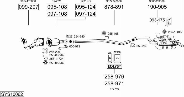 Bosal SYS10062 - Система випуску ОГ autocars.com.ua